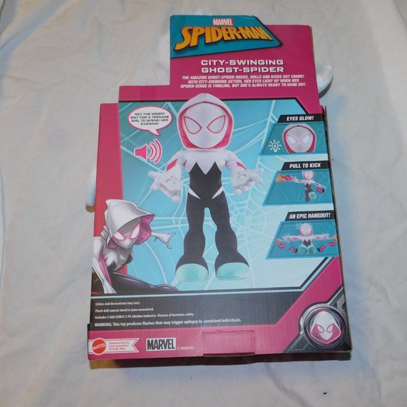 Ghost Spider Gwen Spidey Friends Spiderman Plush City Swinging Spiderverse NEW - Picture 3 of 3